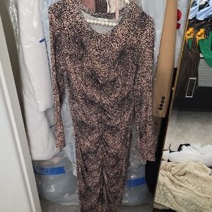 Joie Animal Print Dress with Pearls